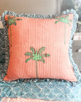 Handmade Quilted Heirloom Cushion | Pink Palms - Bombaby