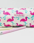 Handmade Quilted Pencil Case - Pink Flamingo - Bombaby