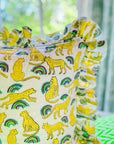 Handmade Quilted Ruffle Cushion | Neon Rainbow Leopard - Bombaby