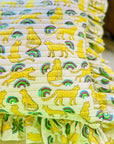 Handmade Quilted Ruffle Cushion | Neon Rainbow Leopard - Bombaby