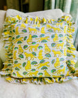 Handmade Quilted Ruffle Cushion | Neon Rainbow Leopard - Bombaby