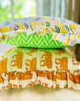 Handmade Quilted Ruffle Cushion | Neon Rainbow Leopard - Bombaby