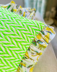 Handmade Quilted Ruffle Cushion | Neon Rainbow Leopard - Bombaby