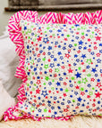 Handmade Quilted Ruffle Cushion | Neon Stars - Bombaby