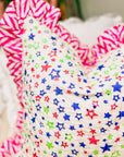 Handmade Quilted Ruffle Cushion | Neon Stars - Bombaby