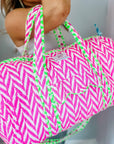 Handmade Quilted Weekend Bag | Neon Pink - Bombaby