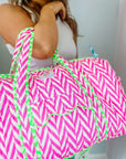 Handmade Quilted Weekend Bag | Neon Pink - Bombaby