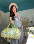 Handmade Quilted Weekend Bag | Neon Rainbow Leopard - Bombaby