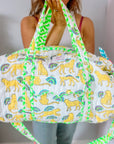 Handmade Quilted Weekend Bag | Neon Rainbow Leopard - Bombaby