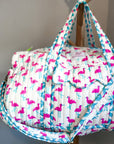 Handmade Quilted Weekend Bag | Pink Flamingo - Bombaby