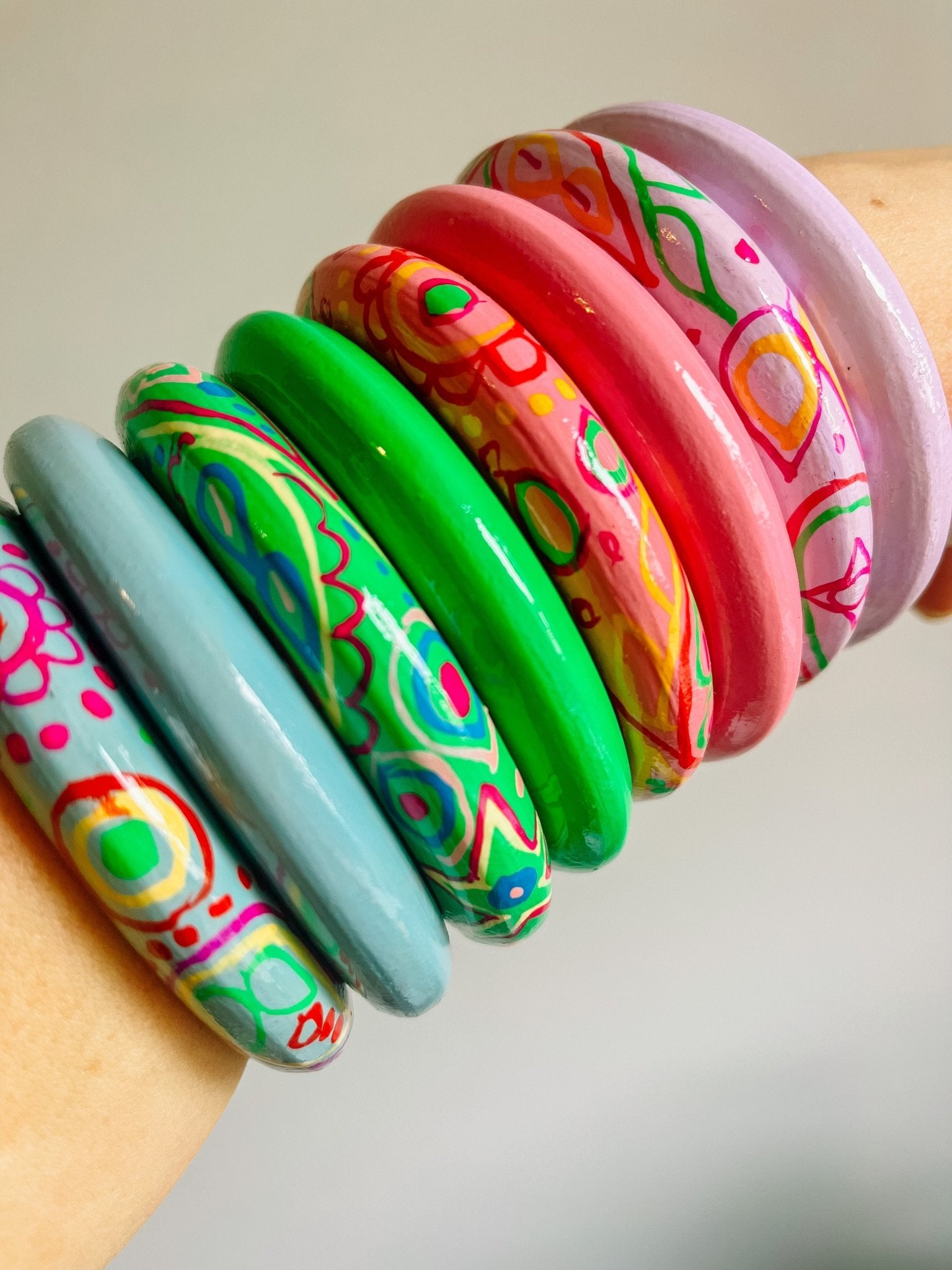 Hand painted clearance wooden bangles