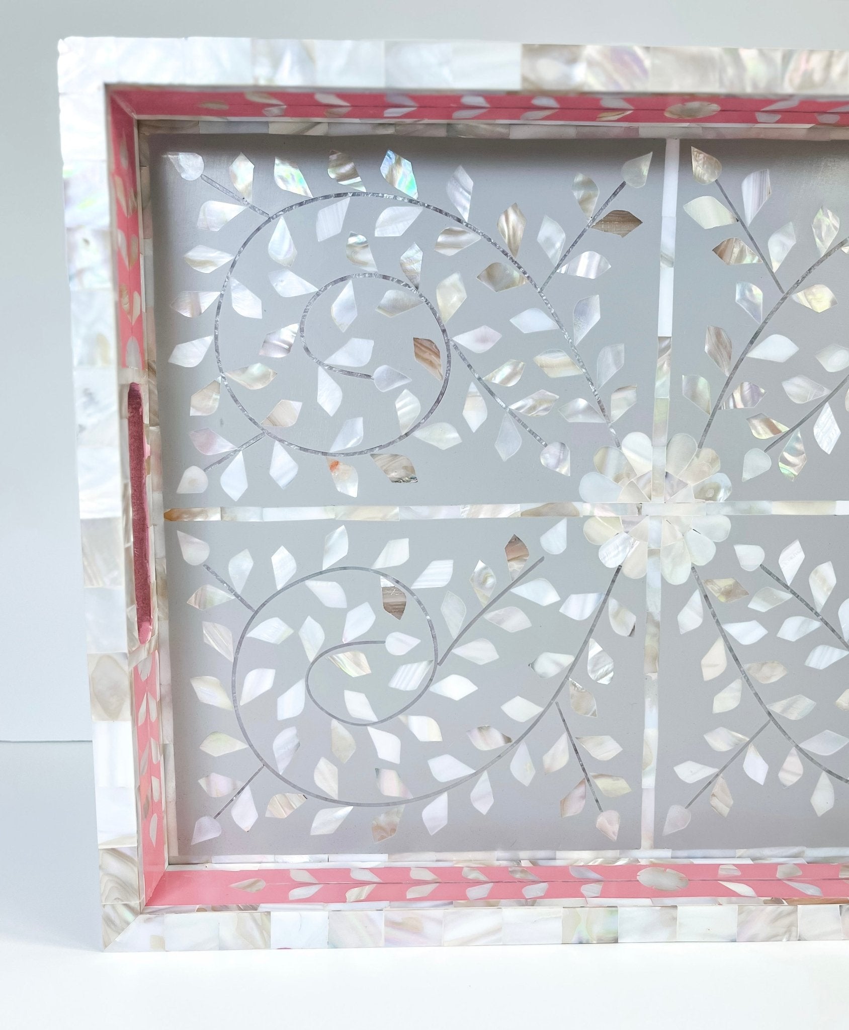 Mother of Pearl Inlay Tray | Pink & Grey - Bombaby