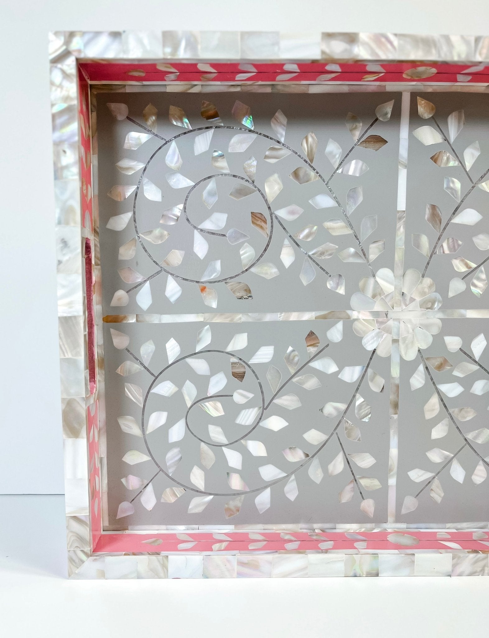 Mother of Pearl Inlay Tray | Pink & Grey - Bombaby