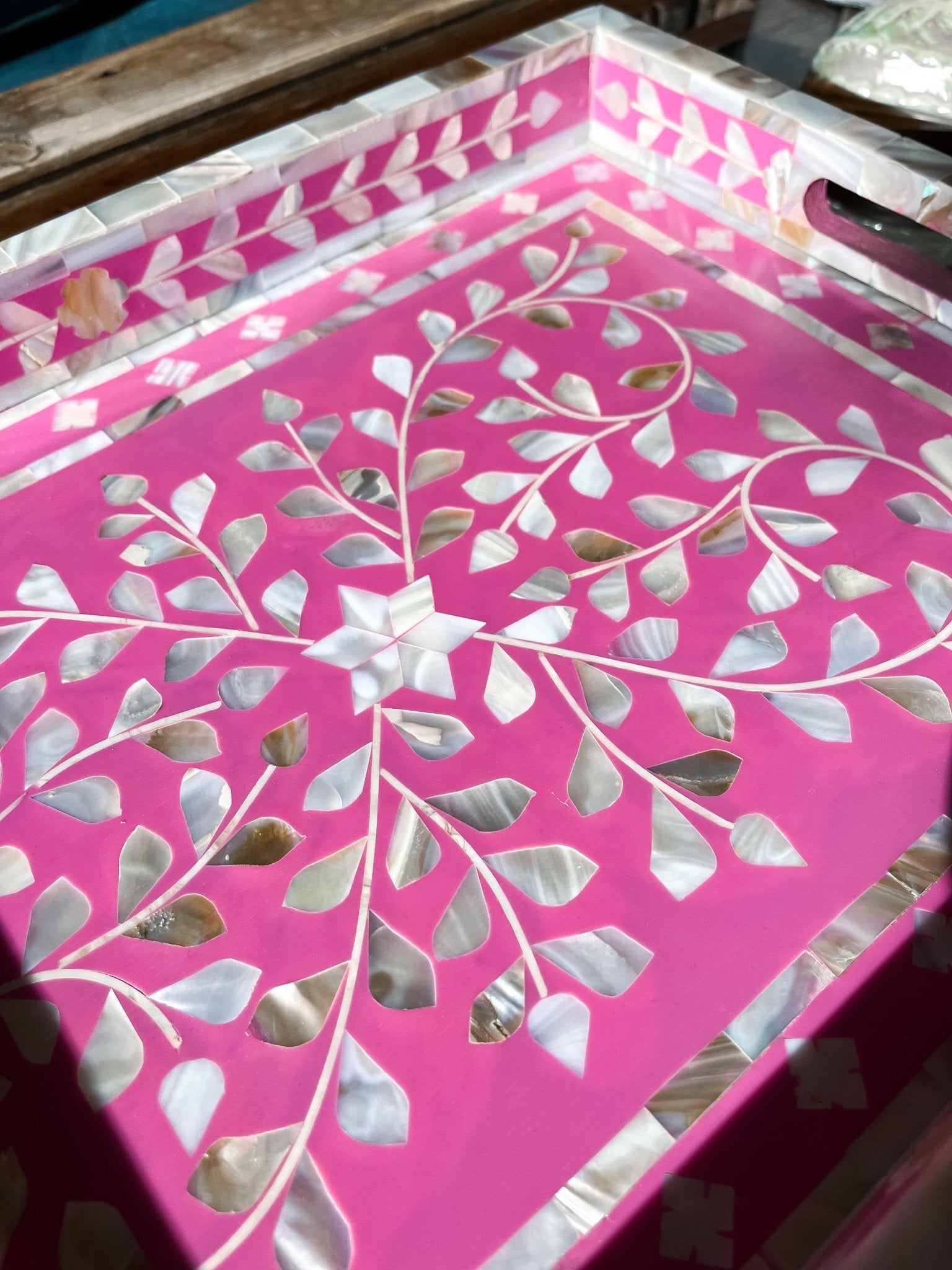 Mother of Pearl Inlay Tray | Pink - Bombaby