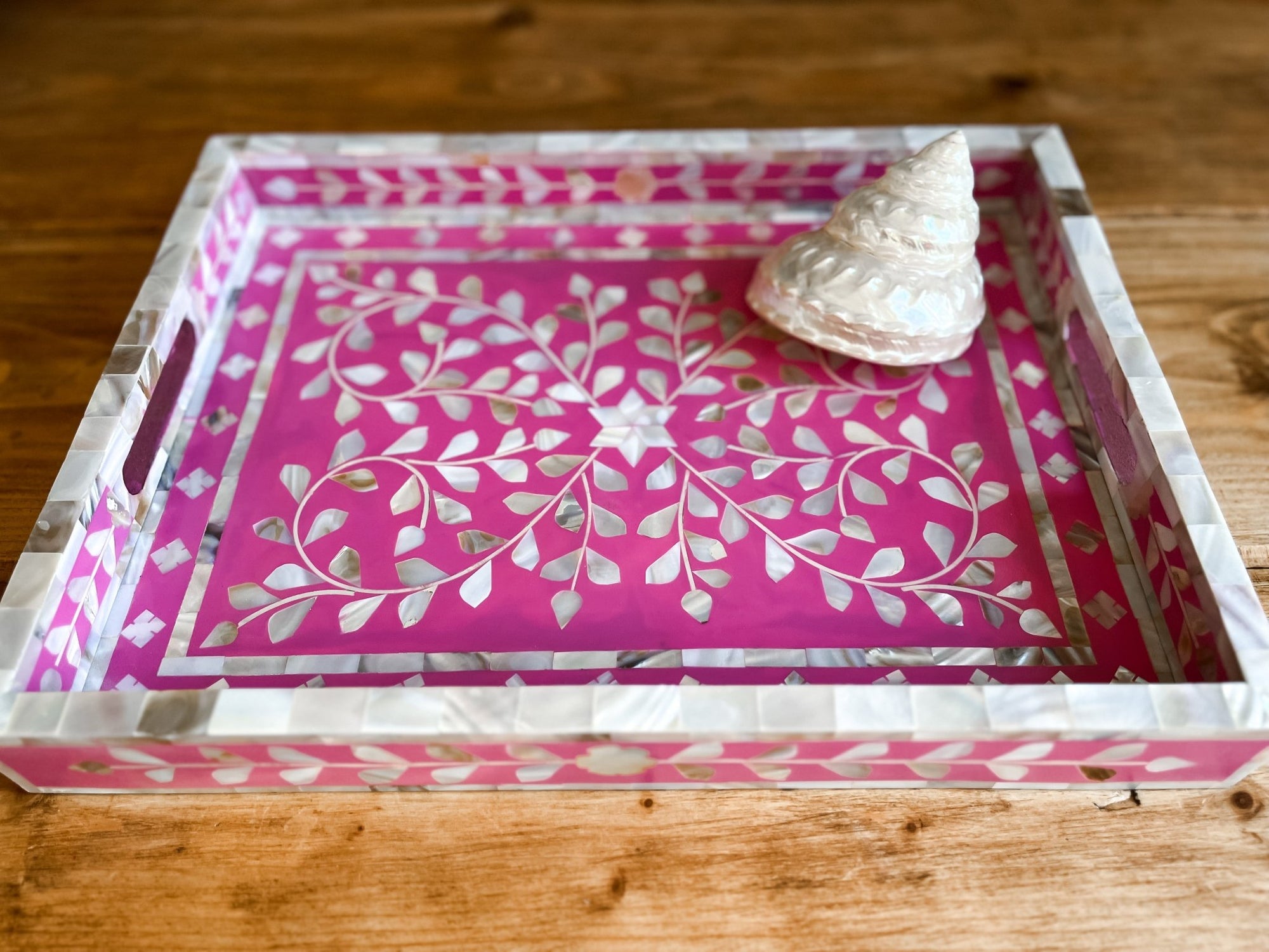 Mother of Pearl Inlay Tray | Pink - Bombaby