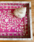 Mother of Pearl Inlay Tray | Pink - Bombaby