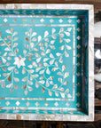 Mother of Pearl Inlay Tray | Turquoise - Bombaby