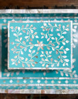 Mother of Pearl Inlay Tray | Turquoise - Bombaby