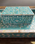 Mother of Pearl Jewellery Box | Turquoise - Bombaby