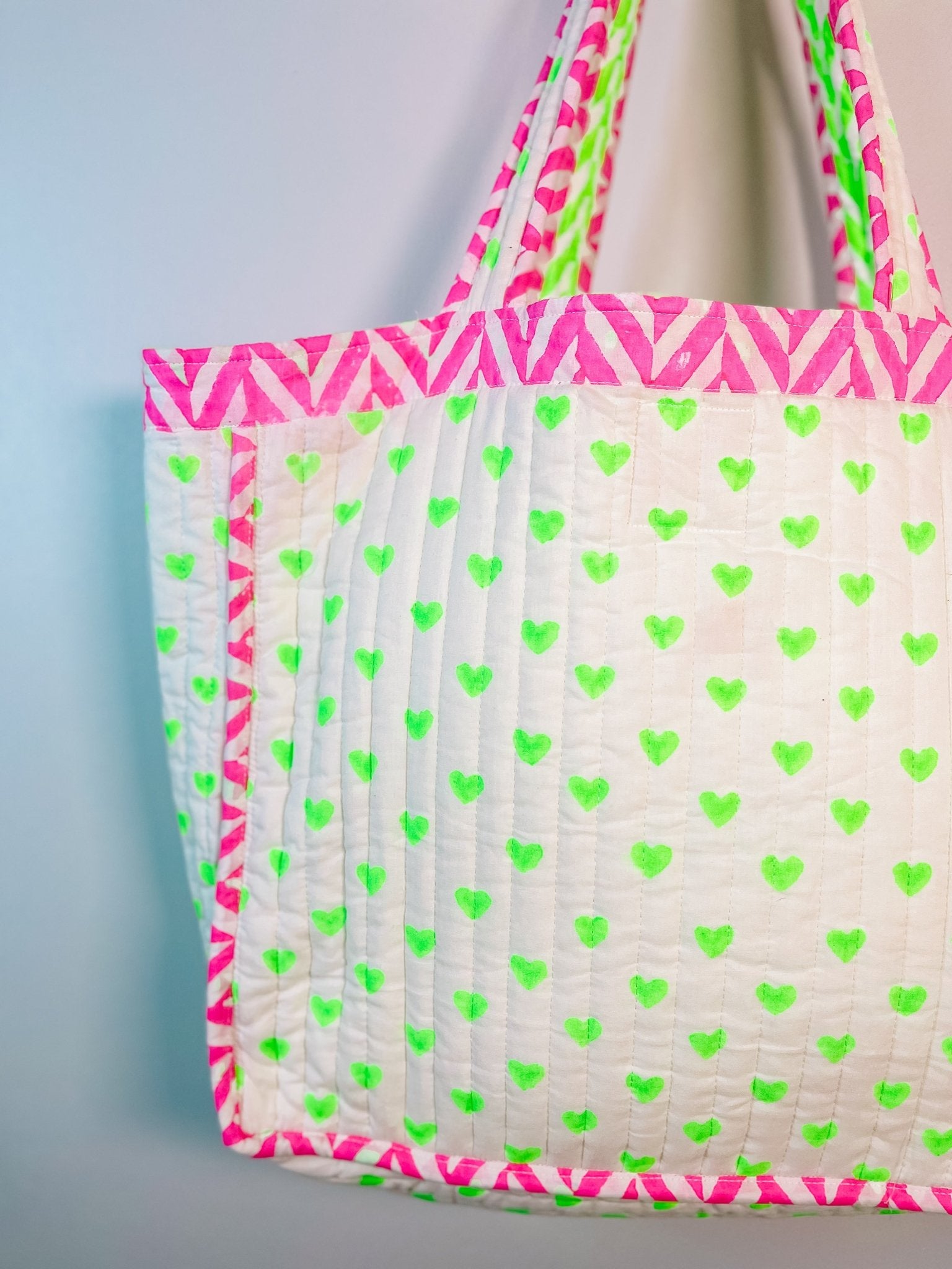 Handmade Block Print Neon Tote Bag | Bombaby – Bombaby