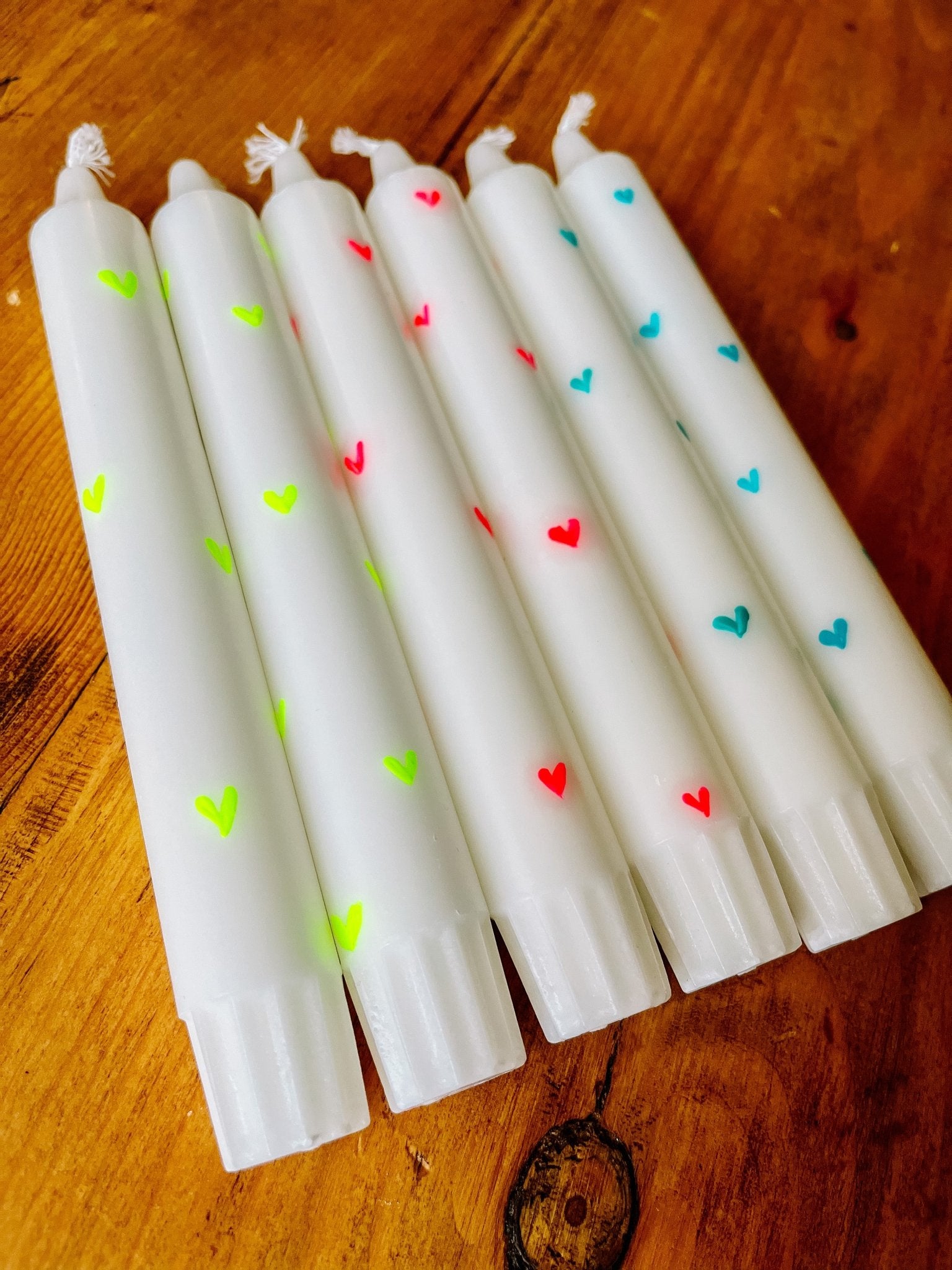 Neon Hearts | Hand Painted Candles - Bombaby