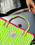 Quilted Laptop Bag | Neon Green - Bombaby