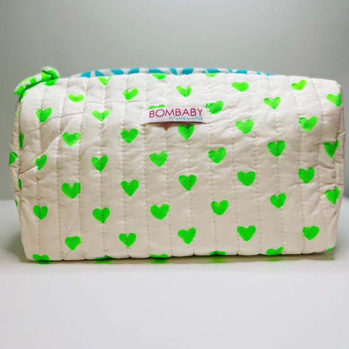 Quilted Wash Bag | Neon Hearts | SECONDS - Bombaby